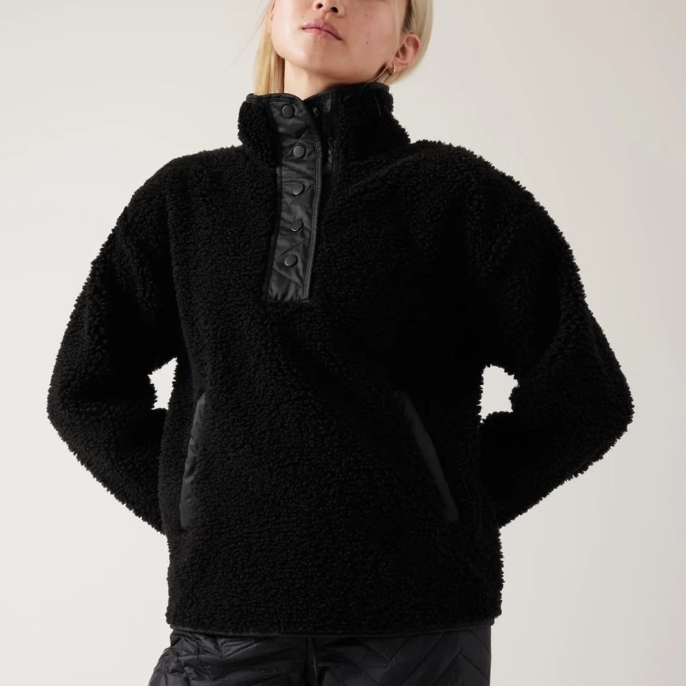 Athleta Cozy Sherpa Snap Sweatshirt Large